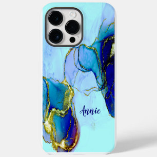 FUNDA PARA iPhone 14 PRO MAX COLOR AZUL ABSTRACTO GLOBAL PERSONALIZADO