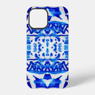 Funda Para iPhone 12 Color azul tribal de color azul, un patrón transpa