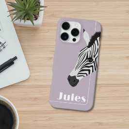 Funda Para iPhone 16 Pro Max Color blanco negro Zebra rosa Añadir nombre