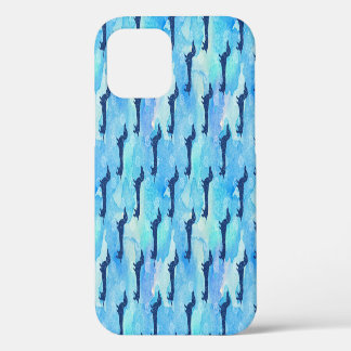Funda Para iPhone 12 Color de agua Purpurina azul Patrón Dachshund Cl a