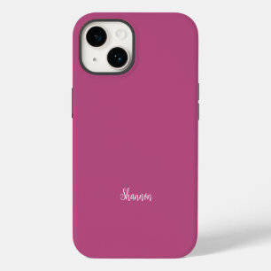 Funda Para iPhone 14 Color de moda rosa púrpura baya - Nombre minimalis