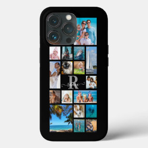 Funda Para iPhone 13 Pro Color del Personalizado de Collage de fotos Monogr