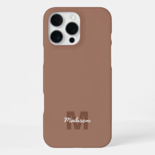 Funda Para iPhone 16 Pro Max Color Mousse de Mocha de 2025 con nombre de Monogr