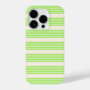 Funda Para iPhone 14 Pro Color verde limón y beige cinco rayas
