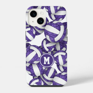 Funda Para iPhone 14 Colores de equipo blanco morado de voleibol girato
