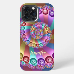 Funda Para iPhone 13 Pro Max Colores Hermosos de Arcoíris Arte Abstracto Fracta