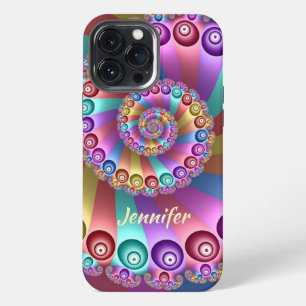 Funda Para iPhone 13 Pro Max Colores Hermosos de Arcoíris Nombre de Arte Abstra