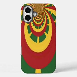 Funda Para iPhone 16 Plus Colores Rasta temáticos: espiral rojo, verde y ama