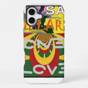Funda Para iPhone 16 Plus Colores Rasta temáticos: espiral rojo, verde y ama