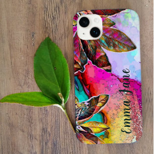 Funda Para iPhone 14 Plus Colorful Abstract Leaves Ink Art