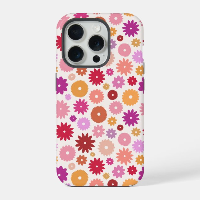 Funda Para iPhone Colorful Blooms Repeat Pattern (Reverso )