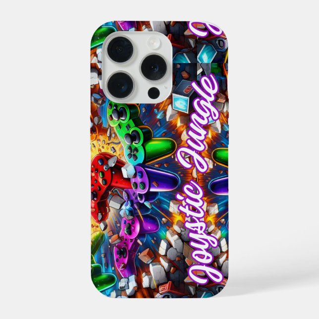 Funda Para iPhone Colorful Neon Joysticks Pattern (Reverso )
