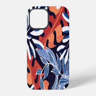 Funda Para iPhone 12 Coloridas hojas tropicales fondo azul