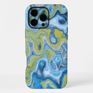 Funda Para iPhone 16 Pro Max Colorido Abstracto Textura de Mármol Azul Verdoso