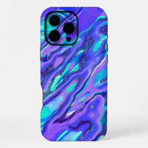 Funda Para iPhone 16 Pro Max Colorido Azul Púrpura Textura de Mármol Líquido Ab