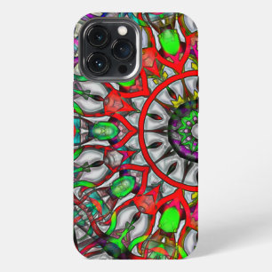 Funda Para iPhone 13 Pro Max Colorido color rojo anómalo kaleidoscope mandala