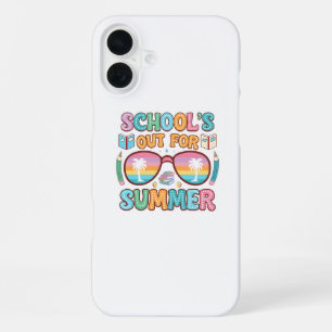 Funda Para iPhone 16 Plus Colorido diseño de atardecer de "Escuela fuera"
