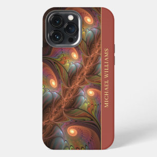 Funda Para iPhone 13 Pro Max Colorido Fluorescente Abstracto Trippy Marrón Frac