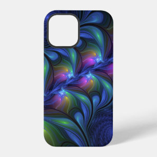 Funda Para iPhone 12 Pro Colorido luminoso abstracto azul rosa verde fracta
