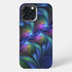 Funda Para iPhone 13 Pro Max Colorido luminoso abstracto azul rosa verde fracta