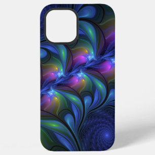 Funda Para iPhone 12 Pro Max Colorido Luminoso Abstracto Azul Rosa Verde Fracta