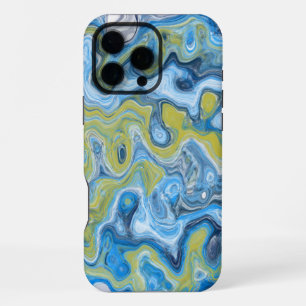 Funda Para iPhone 16 Pro Max Colorido Mármol Abstracto Textura Azul Hielo Verde