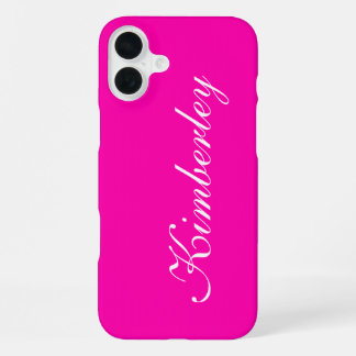 Funda Para iPhone 16 Plus Colorido neón rosado Monograma Colores de moda