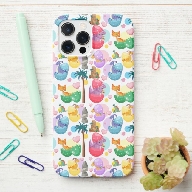 Funda Para iPhone Colorido patrón de dinosaurio pintado (En el escritorio)