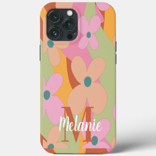 Funda Para iPhone 13 Pro Max Colorido patrón de nombre de flor groovy