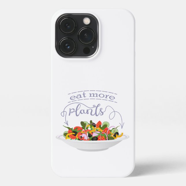 Funda Para iPhone Coma más plantas con letras de motivación de ensal (Reverso)