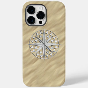 Funda Para iPhone 14 Pro Max Compass náutico cromado en Sandy Beach Print