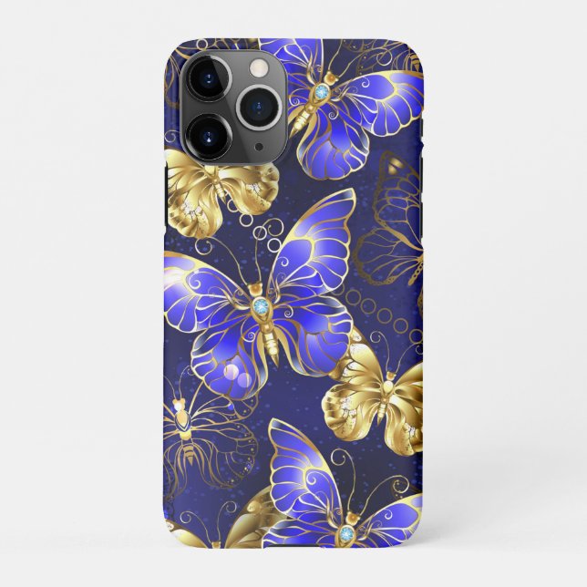 Funda Para iPhone Composición con mariposas de zafiro (Reverso)