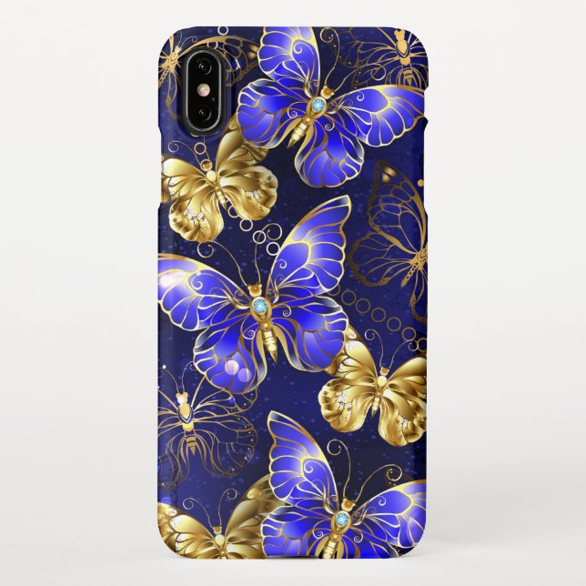 Funda Para iPhone Composición con mariposas de zafiro (Reverso)