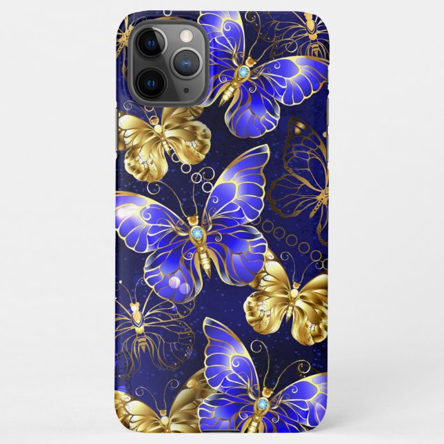 Funda Para iPhone Composición con mariposas de zafiro (Reverso)