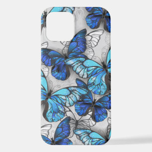Funda Para iPhone 12 Composición de las mariposas blancas y azules
