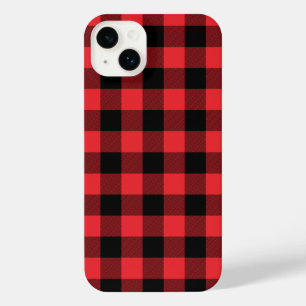 Funda Para iPhone 14 Plus Comprobación de negro rojo con relleno de búfalo