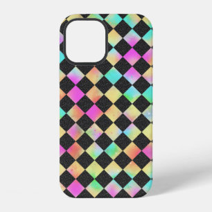 Funda Para iPhone 12 Comprobar Patrón en Colores Brillantes de los 80