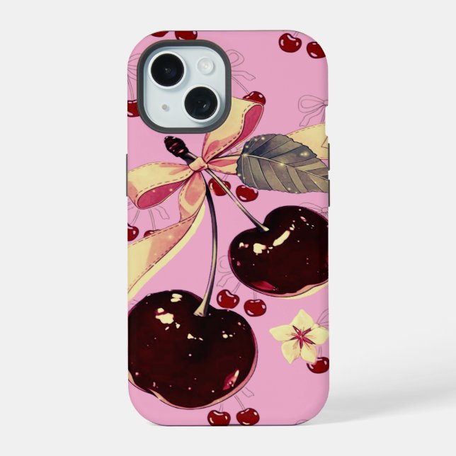 Funda para iPhone con estampado de cereza rosa vin (Reverso )