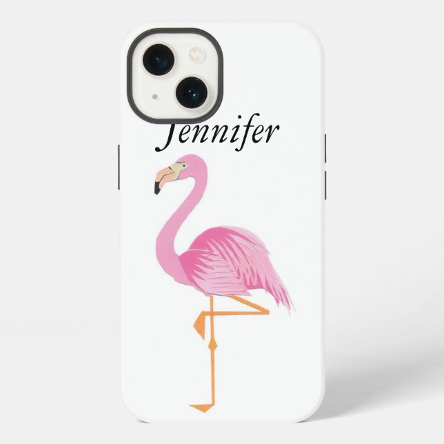 Funda para iPhone con flamenco rosa monogramado (Reverso )