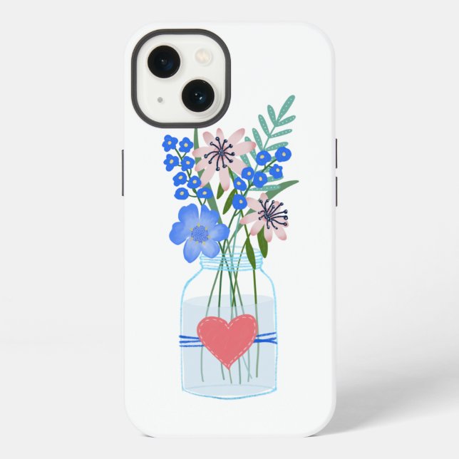 Funda para iPhone con flores en tarro de albañil (Reverso )