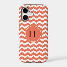 Funda para iPhone con monograma Chevron Tangerina/