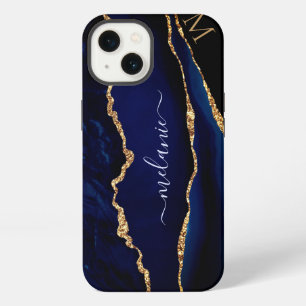 Funda para iPhone con monograma de brillo dorado y