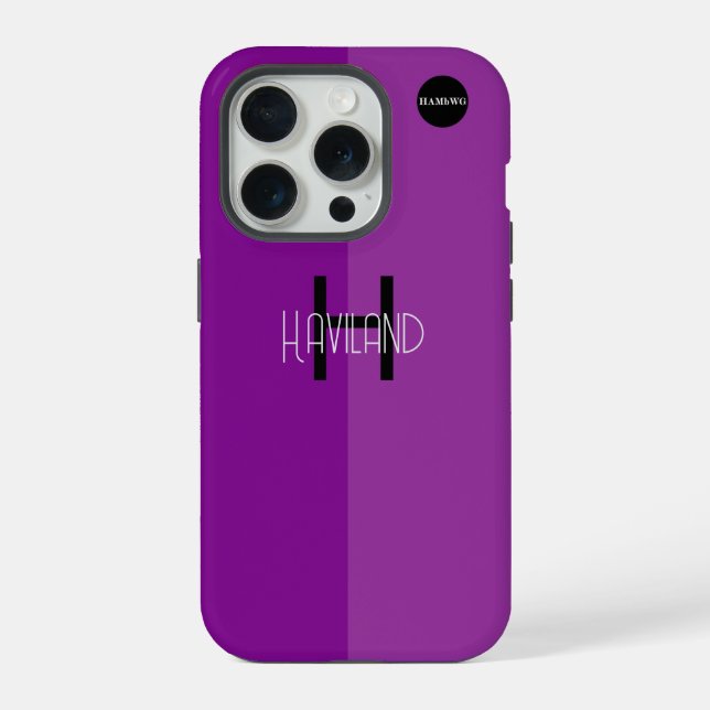 Funda para iPhone con monograma de dos tonos HAMbW (Reverso )