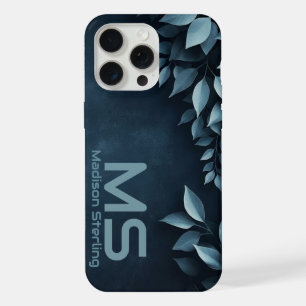 Funda para iPhone con monograma y hojas botánicas