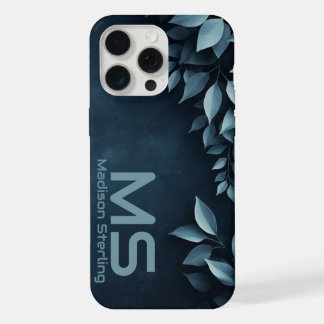 Funda para iPhone con monograma y hojas botánicas