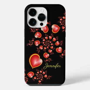 Funda Para iPhone 14 Pro Max Con mucho amor corazones rojos amarillos Arte frac