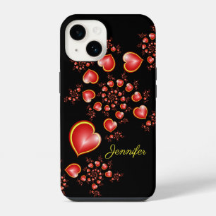 Funda Para iPhone 14 Con mucho amor corazones rojos amarillos Arte frac