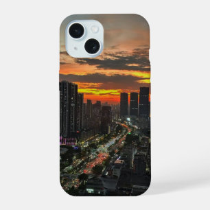 Funda para iPhone con paisaje urbano al atardecer