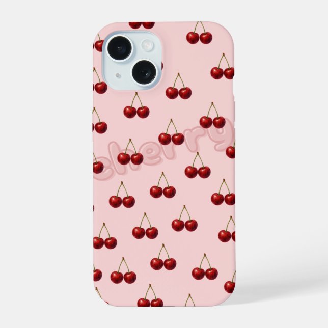 Funda para iPhone con patrón de cereza (Reverso )