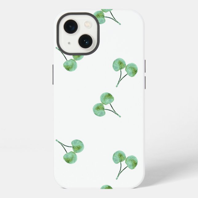Funda para iPhone con patrón de cereza verde de Ca (Reverso )
